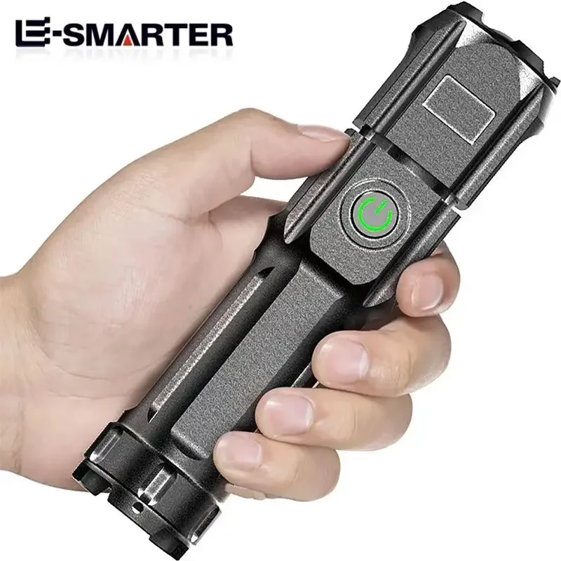 Leistungsstarke LED-Taschenlampe Wiederaufladbar USB Wasserdicht Zoom-Funktion für Angeln, Jagd, Camping 100,00 Lumen Taktische LED-Taschenlampe Image