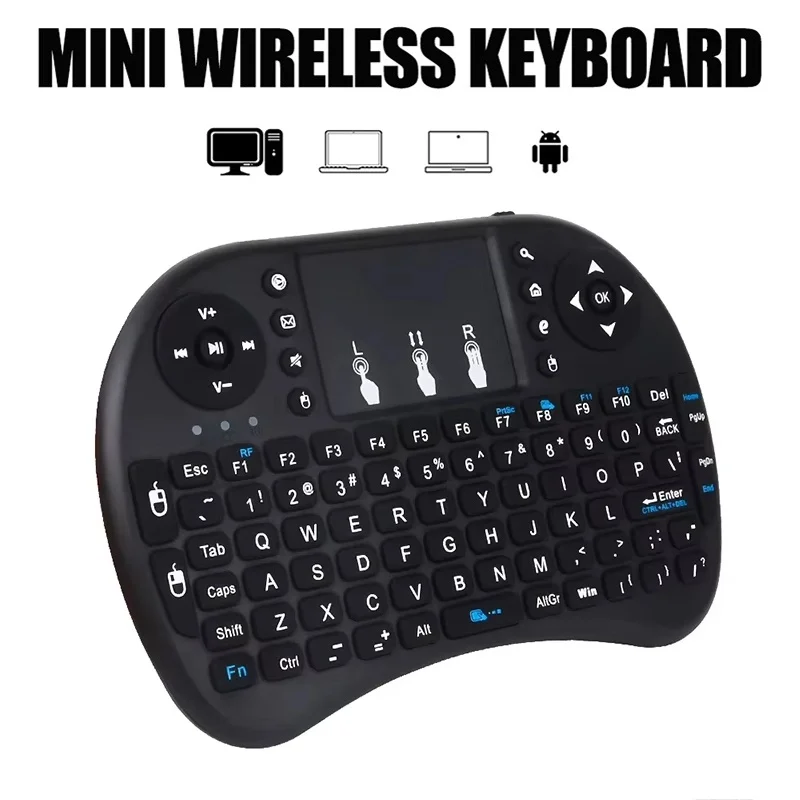2,4 GHz kabellose Mini-Tastatur ohne Hintergrundbeleuchtung, englische Air-Mouse-Fernbedienung, Touchpad für Android Smart TV Box, digitale Laptop-PC-Computer Image