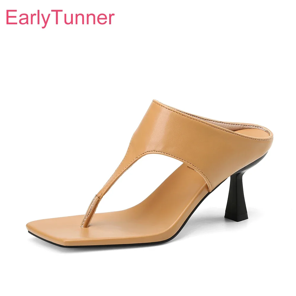 Neue Sommer Reife Aprikose Schwarz Frauen Hausschuhe Slides Mode High Heel Dame Schuhe Plus Große Kleine Größe 12 32 43 45 48