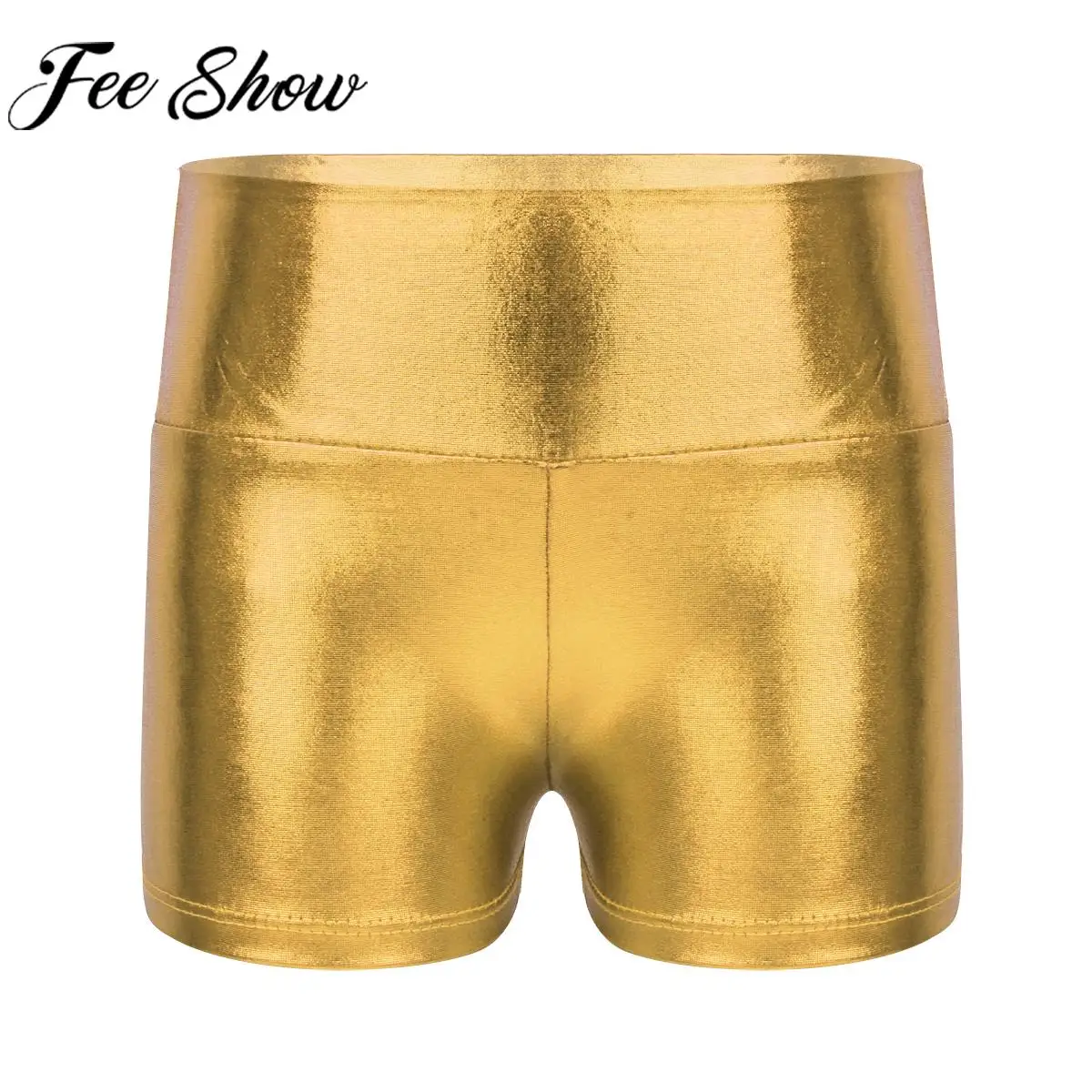 Shorts de danse de ballet de yoga taille haute pour enfants, vêtements de sport brillants métalliques pour filles, bas d'entraînement de natation AqYoga, vêtements de sport pour enfants