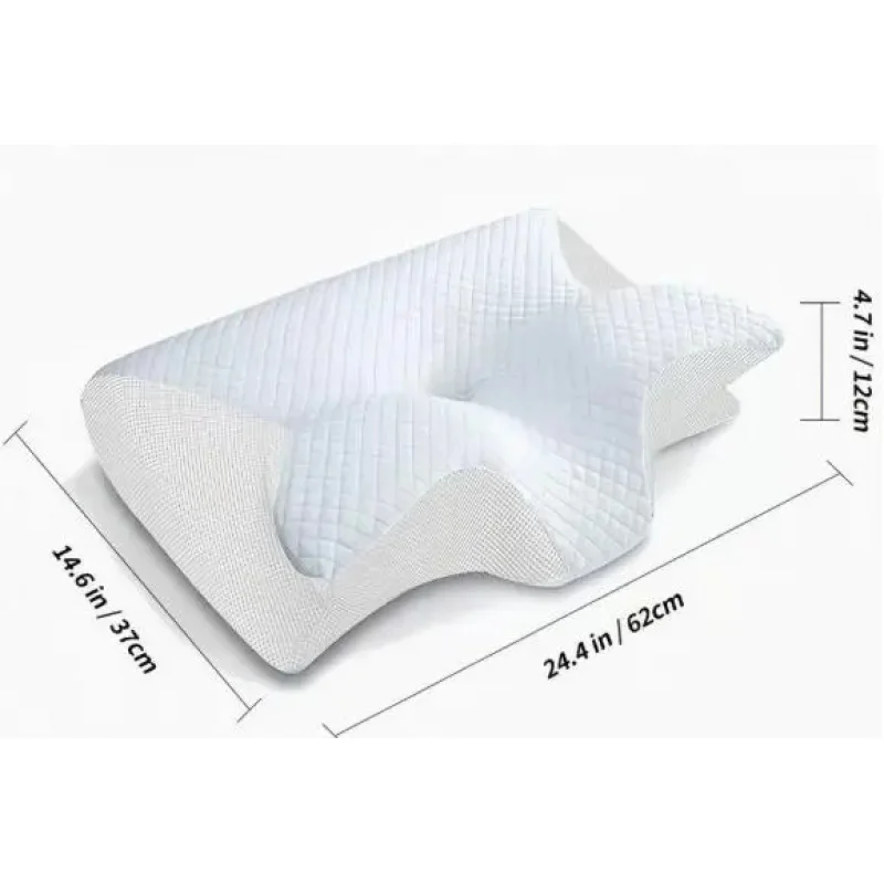 2-in-1 Kontur-Memoryschaum-Nackenkissen, 1 Stück Ergonomisches Orthopädisches Nackenstützkissen zur Schmerzlinderung mit Austauschbarem Kissen Image