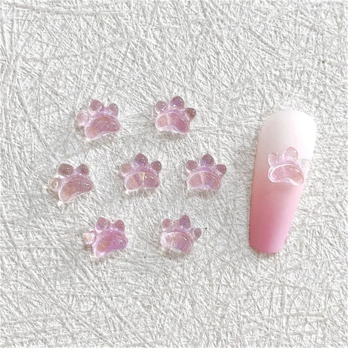 20 stücke Japanische Kawaii Glitter Katze Klaue Nail art Charms Transparent Harz Nagel Strass Dekorationen DIY Maniküre Zubehör Image