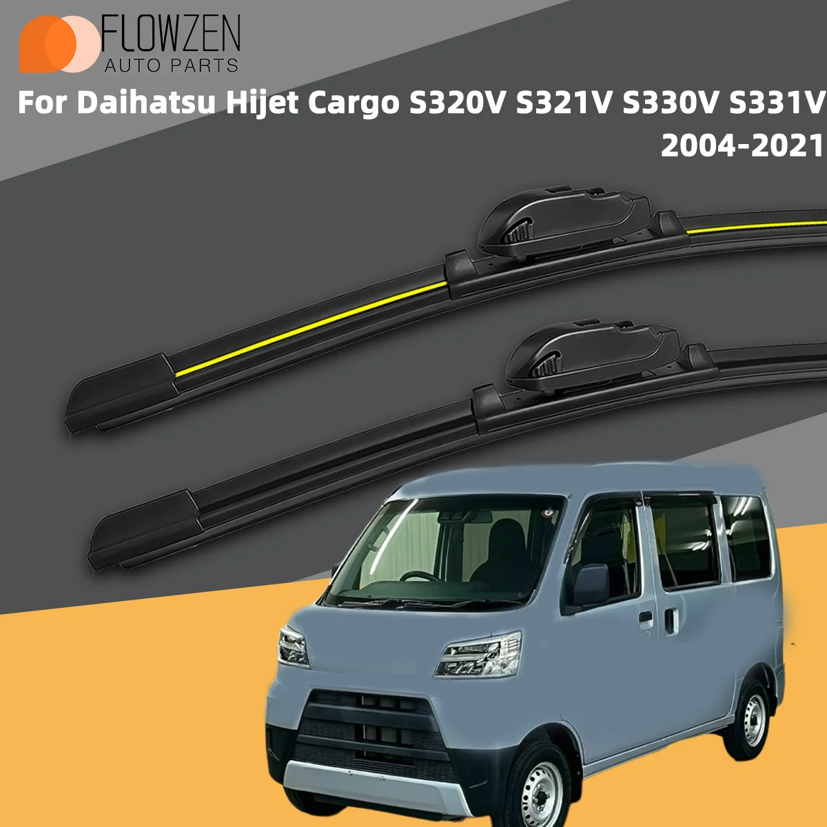 2 Stück Frontscheibenwischerblätter passend für Daihatsu Hijet Cargo S320V S321V S330V S331V 2004–2021, Premium-Quiet-Streak-Free-Zubehör für Autos Image