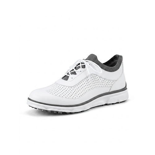 Weiße Herren-Golfschuhe, Schnür-Sportschuhe, bequeme, rutschfeste Schuhe für Golf, Outdoor-Veranstaltungen und den Alltag Image