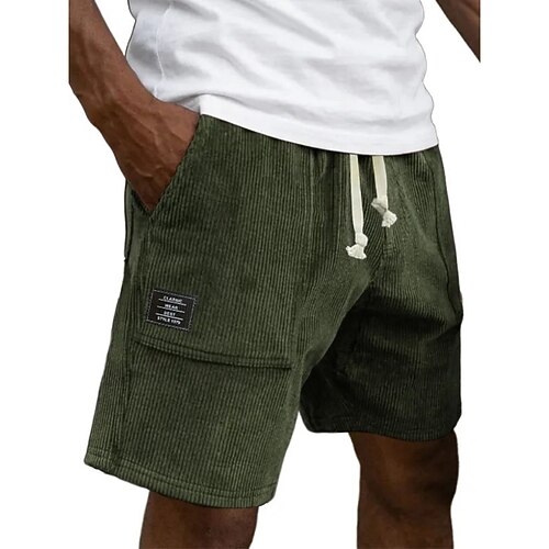 Herren Shorts Sommershorts Freizeitshorts Cordshorts Tasche Elastischer Bund Einfach Komfort Atmungsaktiv Knielang Outdoor Strand Urlaub Urlaub Mode Blau Khaki Unelastisch Image