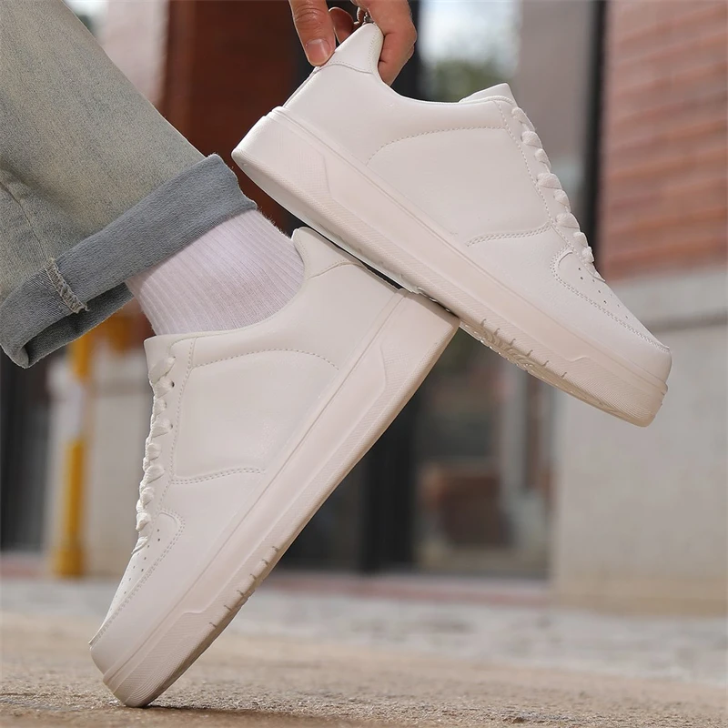 Klassische weiße Skateboard-Schuhe für Herren und Damen, minimalistische Sneaker, bequeme Herren-Skateschuhe, rutschfeste Damen-Freizeitsneaker