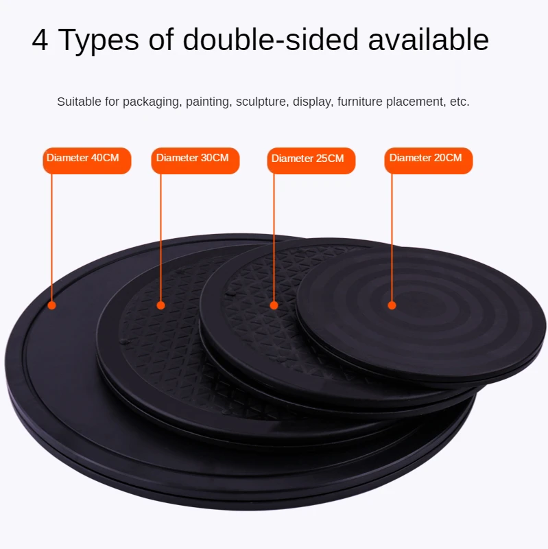 8–12 Zoll robuster, drehbarer, drehbarer Stahlkugellagerständer für Monitor-TV-Plattenspieler Lazy Susans, schwarze runde Form Image