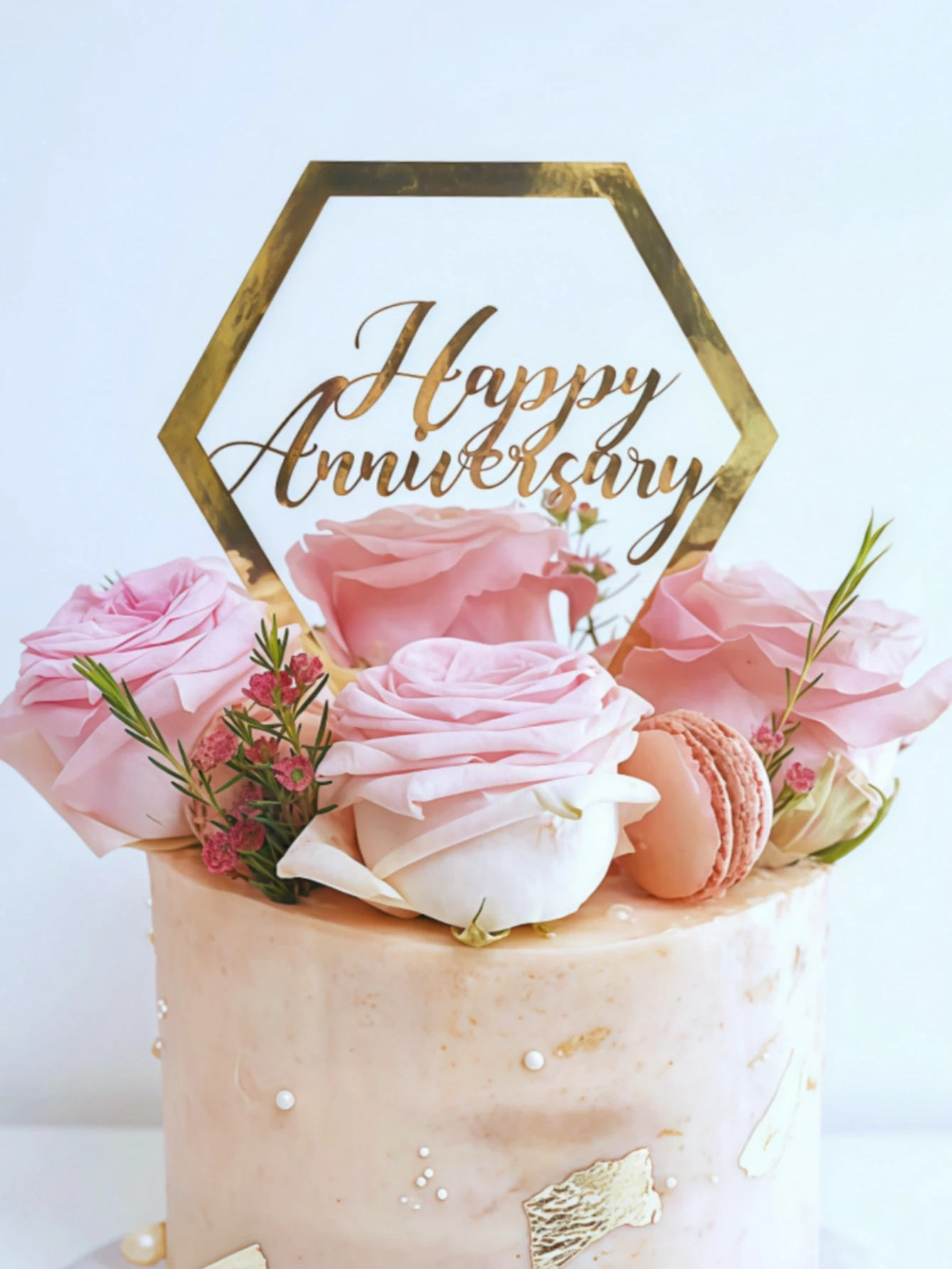 3/5 Stück Kuchendekoration, alles Gute zum Jahrestag, Hochzeitstag, Kuchendekoration, Geburtstagsfeier, Kuchendekorationszubehör Image