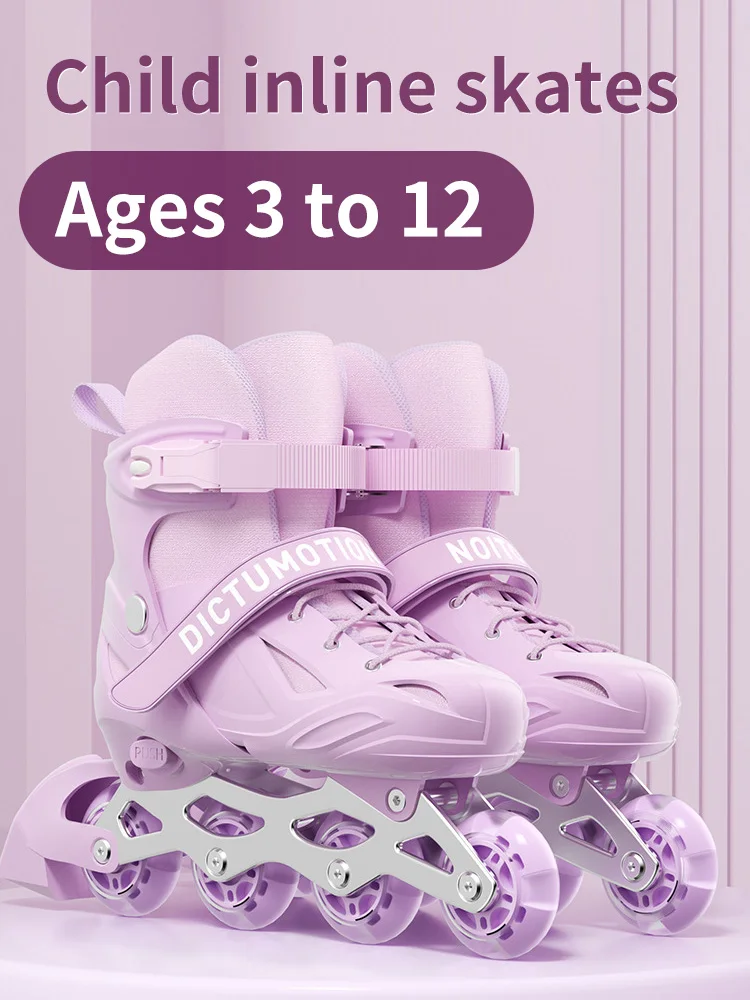 Inline-Skates für Kinder, Mädchen, lila und rosa, Hartschale, Jungen, blau, Alter 3 bis 12 Jahre, verstellbare Größe, ABEC-7, für Kinder