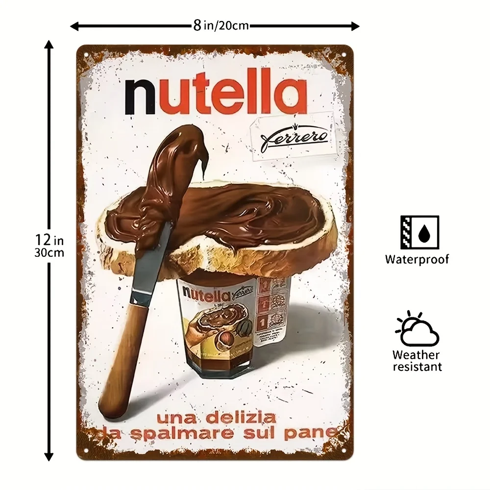 Nutella-Themen Retro-Metallschild - Wasserfeste & Staubdichte Wanddekoration mit Vorgebohrten Löchern, Italienisch Inspiriertes Küchendekor Image