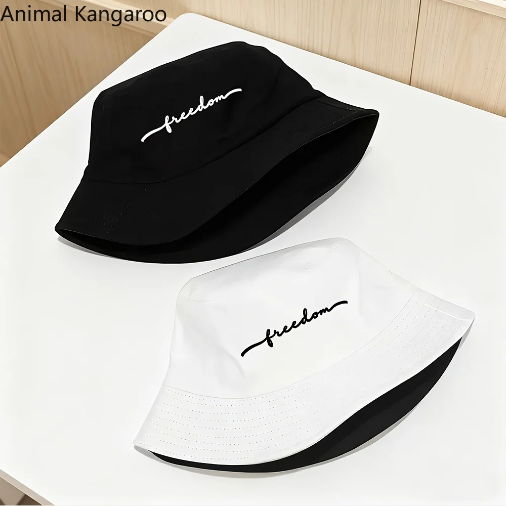 Angesagter Bucket Hat mit „Freedom“-Print für Outdoor-Sport und Camping – Ideal für große Köpfe, ganzjährig tragbar Image