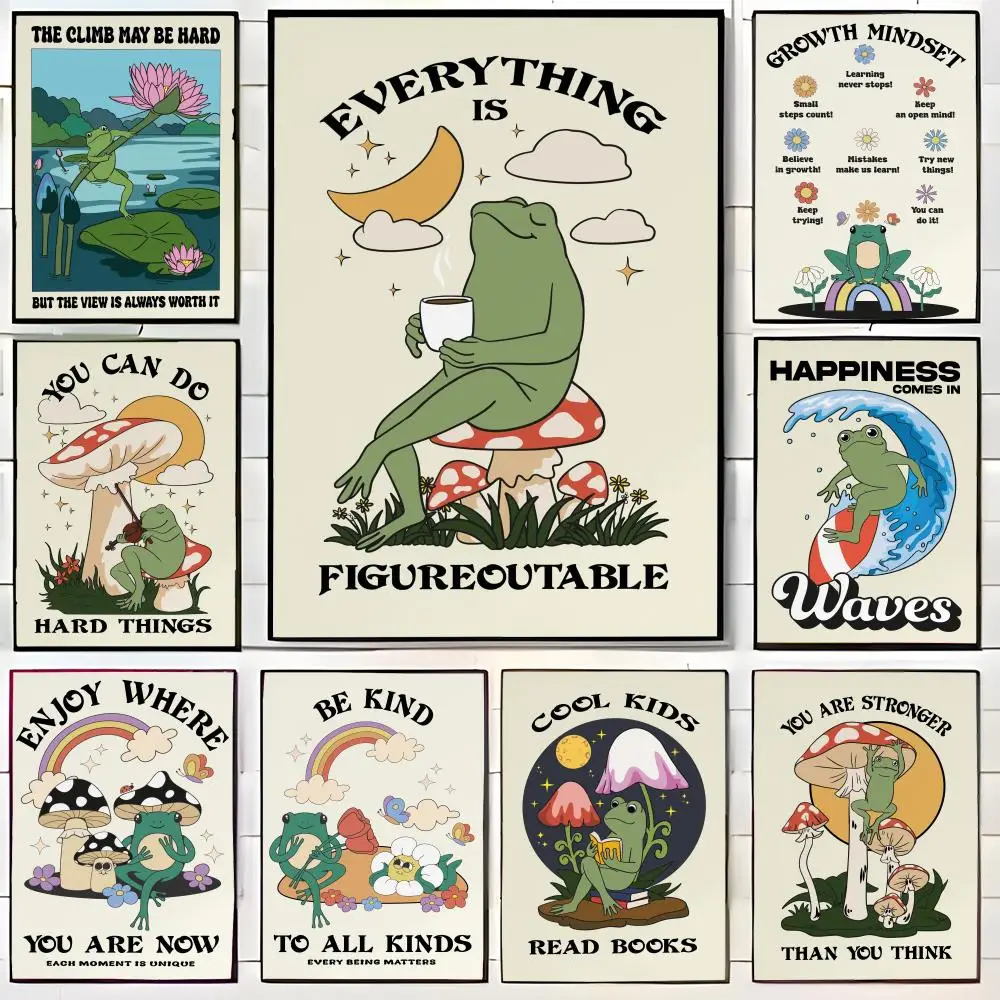 Retro lustiger Frosch, Vintage-Frosch-Zitat, inspirierendes Kunstposter, Wandkunstdruck, Poster, dekoratives Wandbild, Heimdekoration, Geschenk, ungerahmt Image