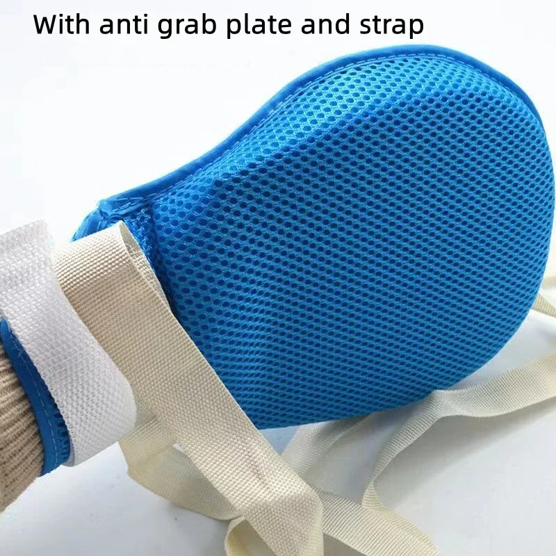 1/2/4 Stück Handkontrollhandschuhe mit Riemen, kratzfeste Handgelenkfixierung, Fixierhandschuhe für Demenzpatienten, ältere Männer und Frauen Image