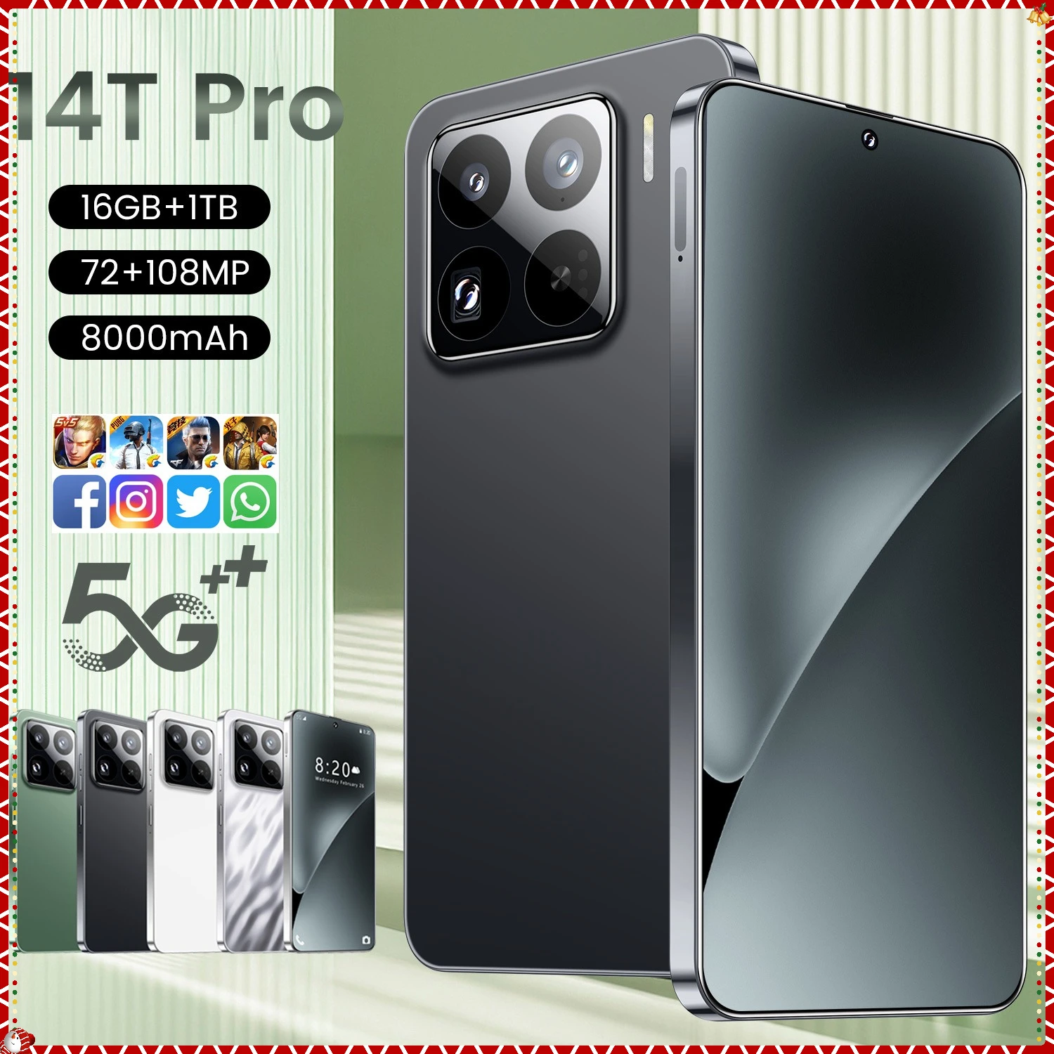 2026 brandneues 14T Pro Smartphone 5G 7.3HD 22G + 2 TB Dual-SIM-Karte Handy Android 8000 mAh entsperrte Mobiltelefone Handys Image
