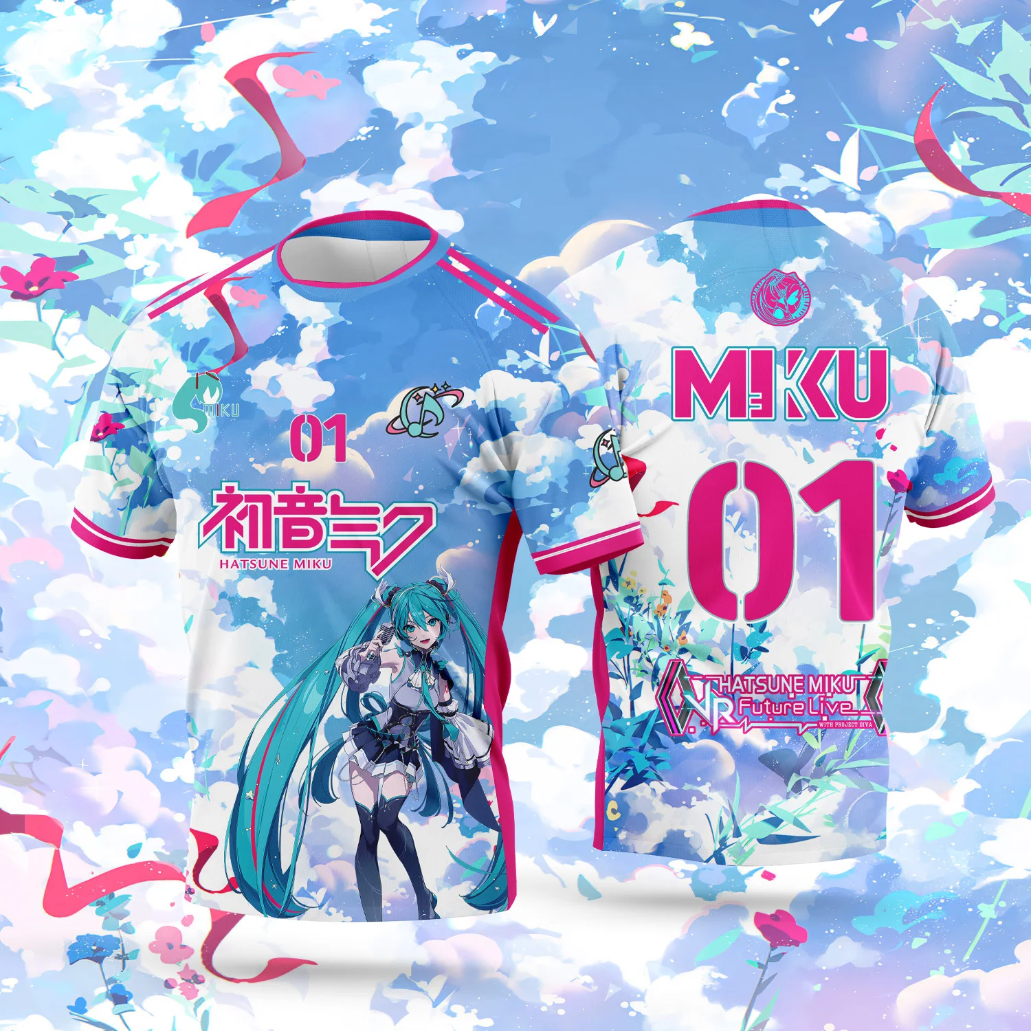 2026 Sommer Hatsune Miku Retro Cosplay T-Shirt Herren Oversized 3D-Druck Kurzarm Familien-Unisex Kinder-Sportshirt Image