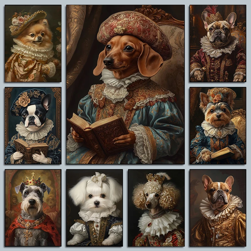 Interessantes, wunderschönes Poster mit Hund, der ein Buch liest, klassische Haustier-Kunstwerke, Drucke auf Leinwand, Wandbilder, Klassenzimmer-Dekoration Image
