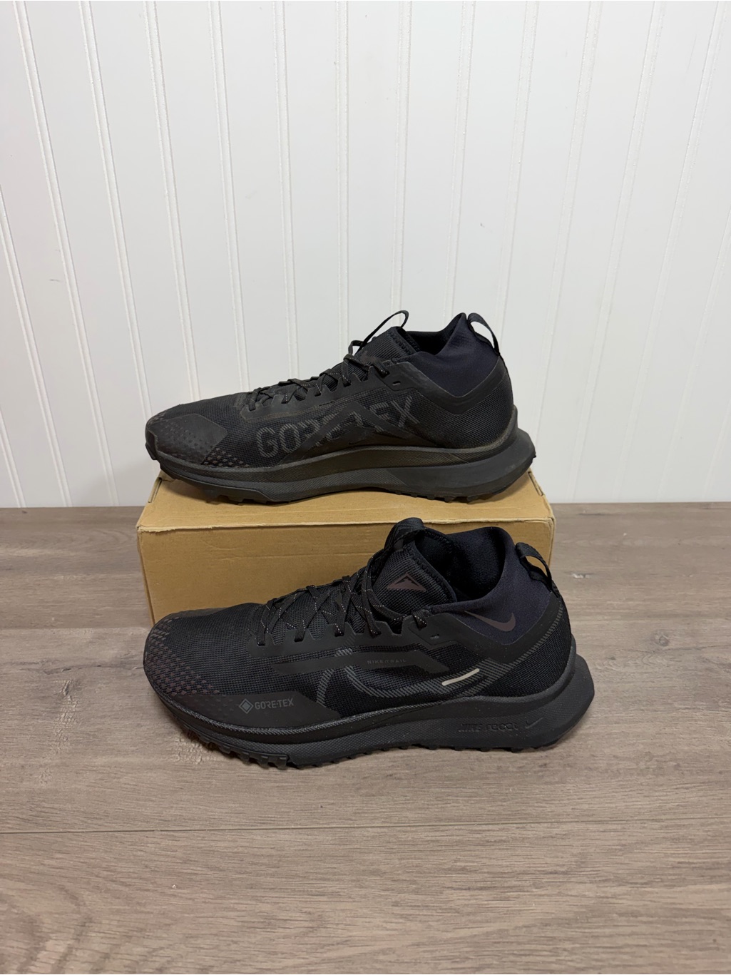 Nike Shoes | Used Men’s Nike React Pegasus Trail 4 Gore-Tex Sneakers Size12.5 | Color: Black | Size: 12.5