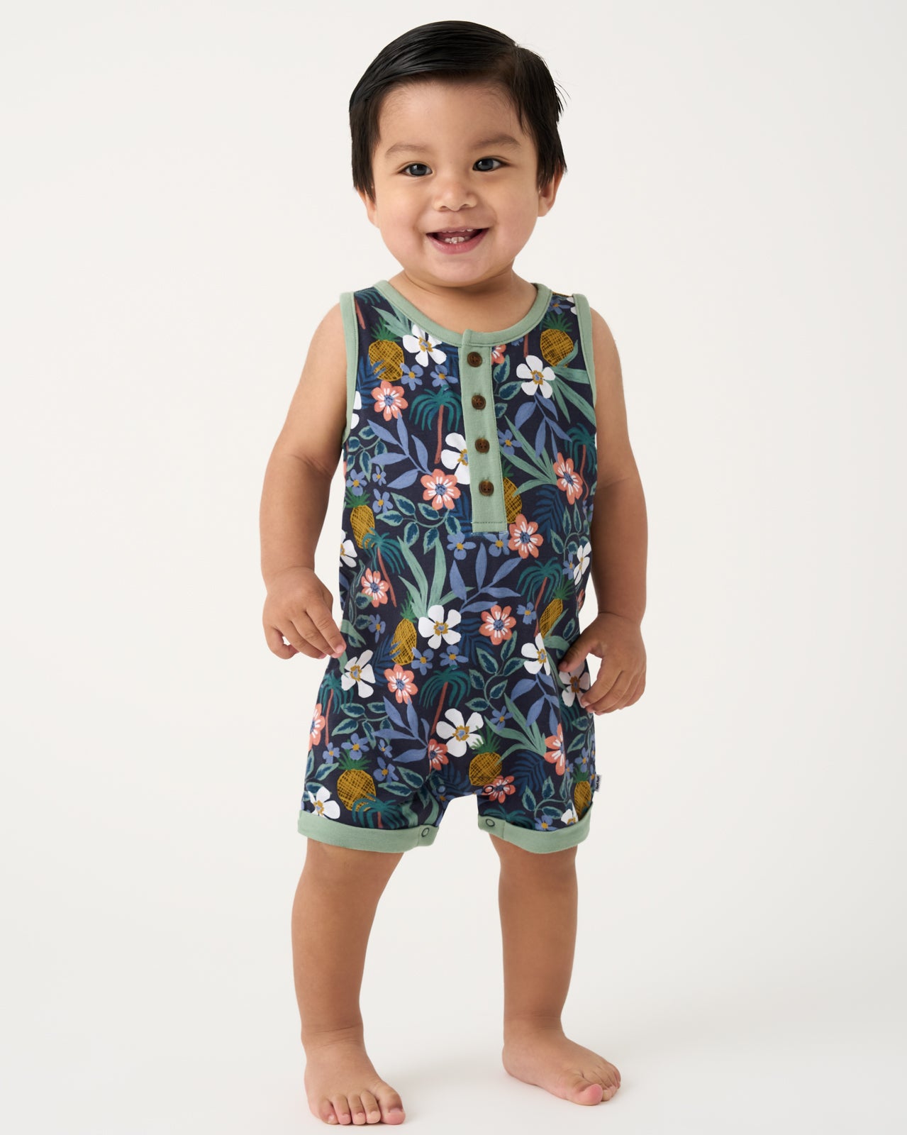 Tropical Garden Henley Romper - 18-24 months