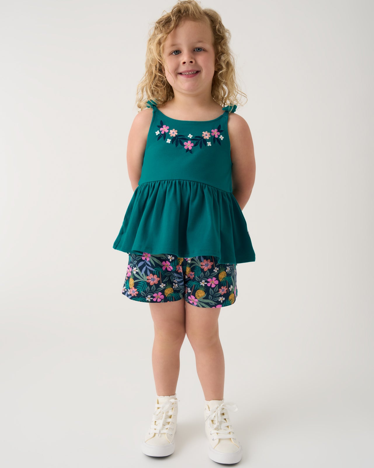 Tropical Garden Smocked Shorts - 2T