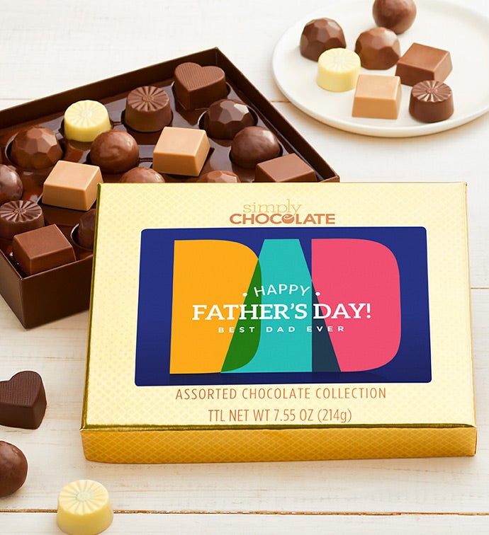 Happy Fathers Day! Best Dad 18Pc Chocolate Box, Family Item Food Gourmet Candy Confections Chocolate, Gifts by Simply Chocolate