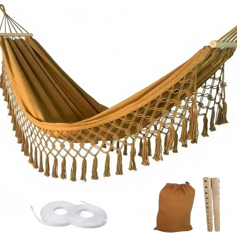 Outdoor-Hängematte mit Fransen - Tragbare Rutschfeste Hängematte für Camping - Bohemian-Style Outdoor-Camping-Hängematte