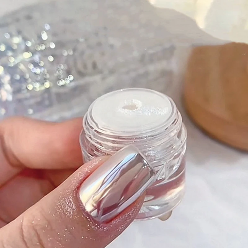 1 Box Mondlicht-Nagelpuder Silber Feiner Glitzer Metallischer Effekt Pigment UV-Gel-Lack Staub Aurora Nageldekorationen Image