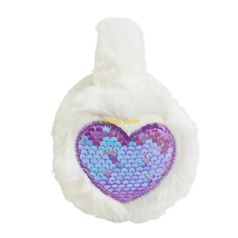 N58F Herz-Ohrenschützer für Mädchen, weiches Fleece-Futter, verstellbare Winter-Ohrenschützer für den Außenbereich Image