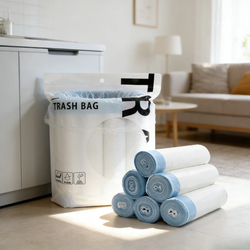 Müllbeutel mit Kordelzug für Küche, Starke Einweg-Mülltüten für Zuhause, Büro, Wohnheim, Wohnzimmer, Transparent, Verschiedene Größen Image