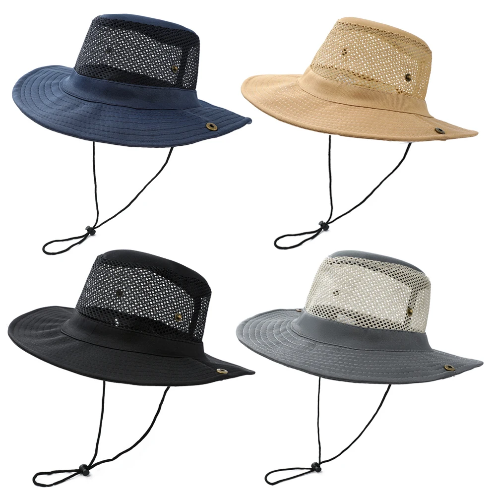 Sommer Männer Eimer Hut Mesh Outdoor Sonnenschutz Frauen Fischer Hut Camping Wandern Teenager Kappe Erwachsene Panama Hut Image