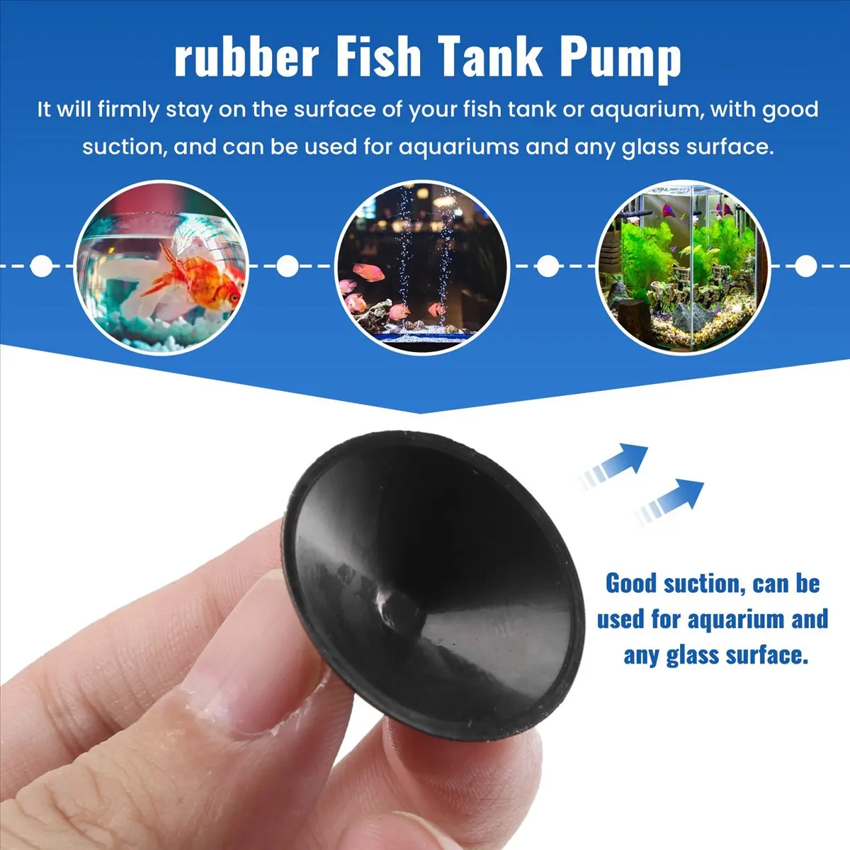 10 x 27 mm Saugnapf-Clip-Sauger aus schwarzem Gummi für Aquarien-Pumpe-A51M Image