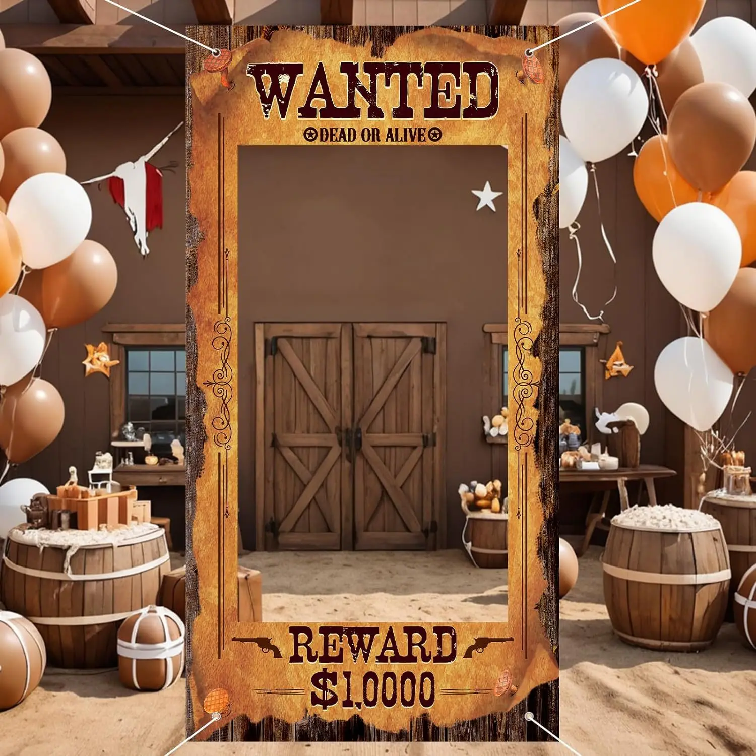 1pc90x180 Cowboy Pferd Photo Booth Foto Rahmen Requisiten West cowboy Kinder Geburtstag Party Dekoration Schießen Hintergrund Tuch geschenke Image