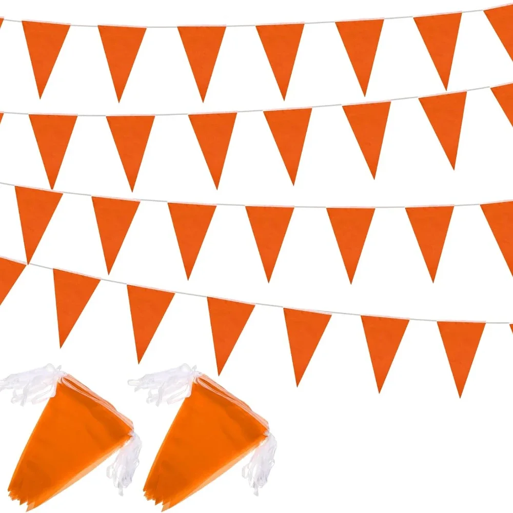 33-Fuß-Banner, Flaggen, Dreieck, Wimpelkette, Wimpel, Girlande für große Abschlussfeier, Geburtstagsfeier, Festival, Feier (Orange)