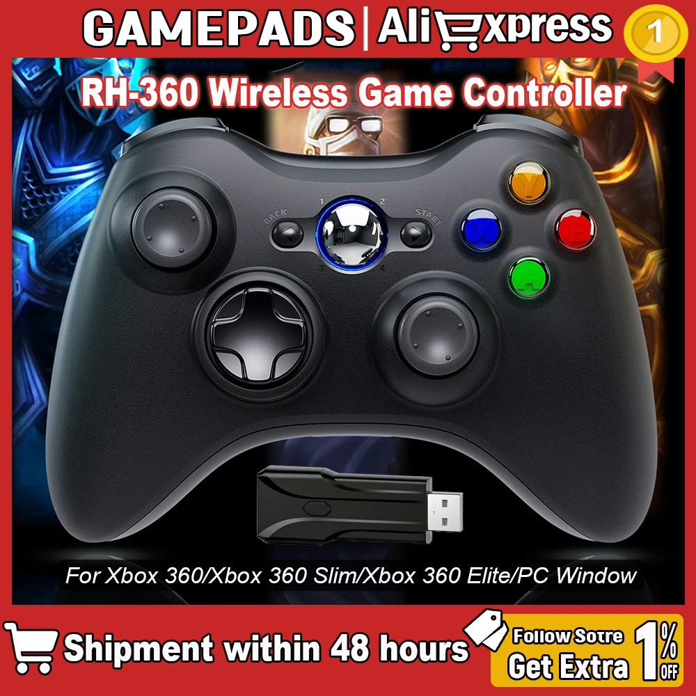 Gamepad For Xbox 360/360 slim Wireless xbox 360 controller Console For Windows 7 8 10 2.4G Wireless Joystick Game Controller