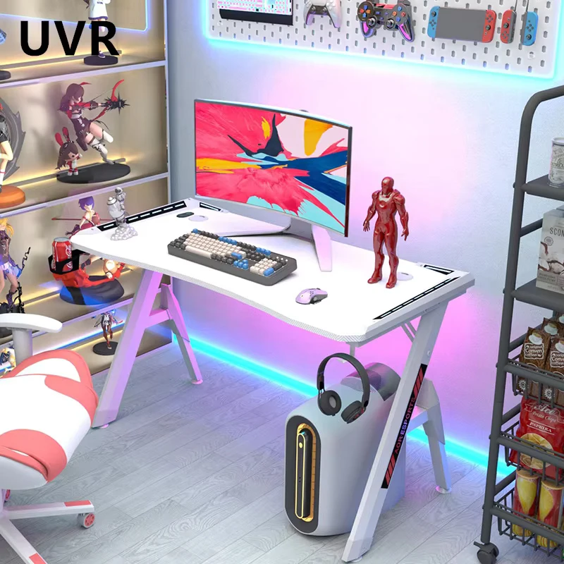 UVR Student Desk Home Computer Desk Game Computer Desk with RGB Lamp Study Desk Desktop Game Computer Esports Desk Furniture
