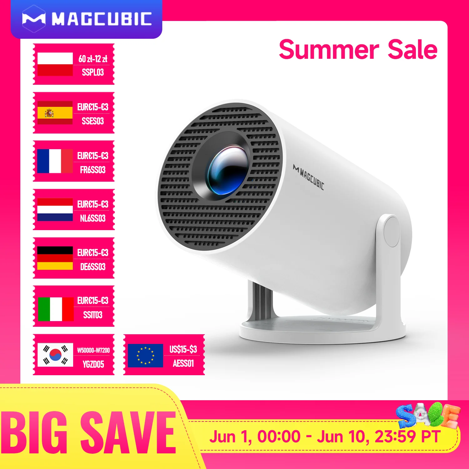 Magcubic Projektor 8K Wifi6 Android Mini-Beamer Dual WIFI BT5.4 Heimkino Outdoor HD Tragbar Image