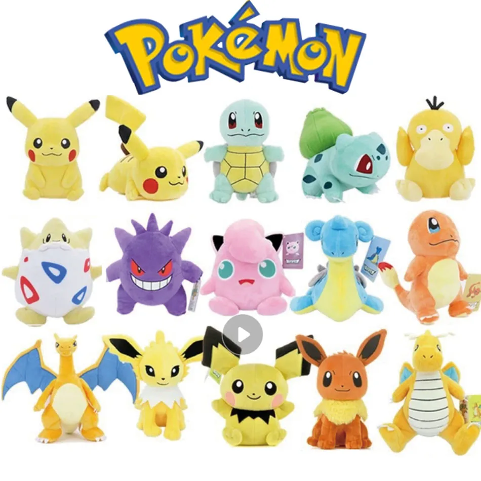 10 Stück offizielle Pokemon-Plüschtiere – Charmander, Squirtle, Pikachu-Plüsch, Bulbasaur-Stofftier, Pokemon-Puppe, Geburtstagsgeschenk Image
