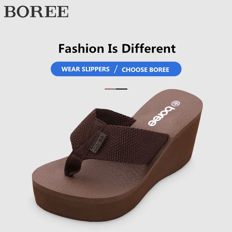 BOREE Flip-Flops Frauen Schuhe Strand Sandalen Keil Plattform Licht Plus Größe Schuhe Non-slip Hausschuhe dames teenslippers zomer 2020