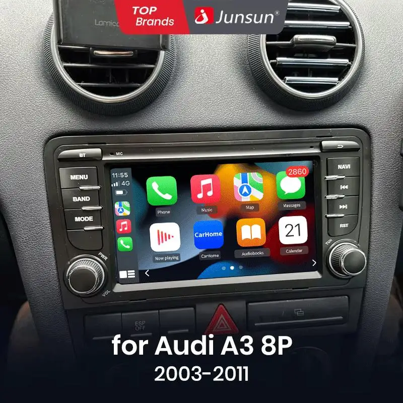 Junsun 7-Zoll-Android-Autoradio für Audi A3 8P S3 2003-2012 CarPlay Auto-Multimedia-Stereo-Intelligentes System 4G GPS RDS DSP DAB+ 8-Kern-Player Image