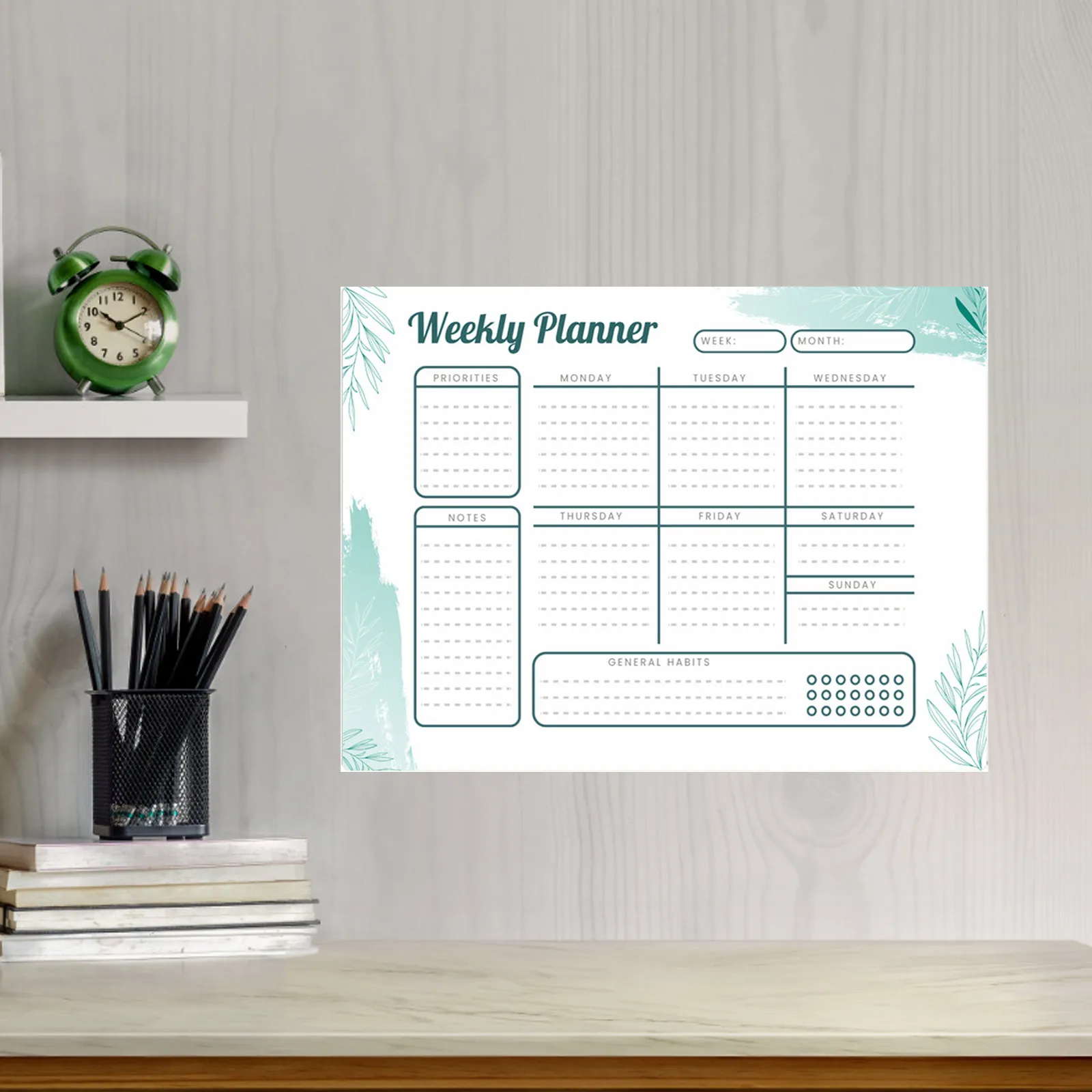 12x16 Trocken Abwischbare Wöchentliche Whiteboard-Aufkleber Selbstklebender Wandplaner Wiederverwendbarer Wochenplaner Organizer Memo-Projektplaner Image