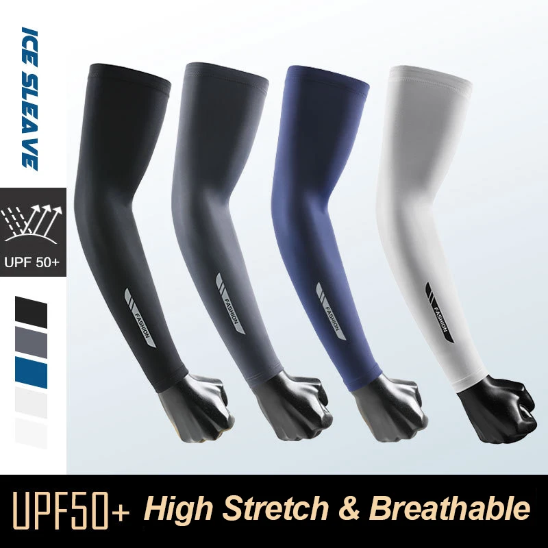 Radfahren Angeln Armstulpen Herren Sonnenschutz Sommer Frühling Eisseide Kühlend Atmungsaktiv Elastisch Outdoor Wandern Sport Armstulpen Image