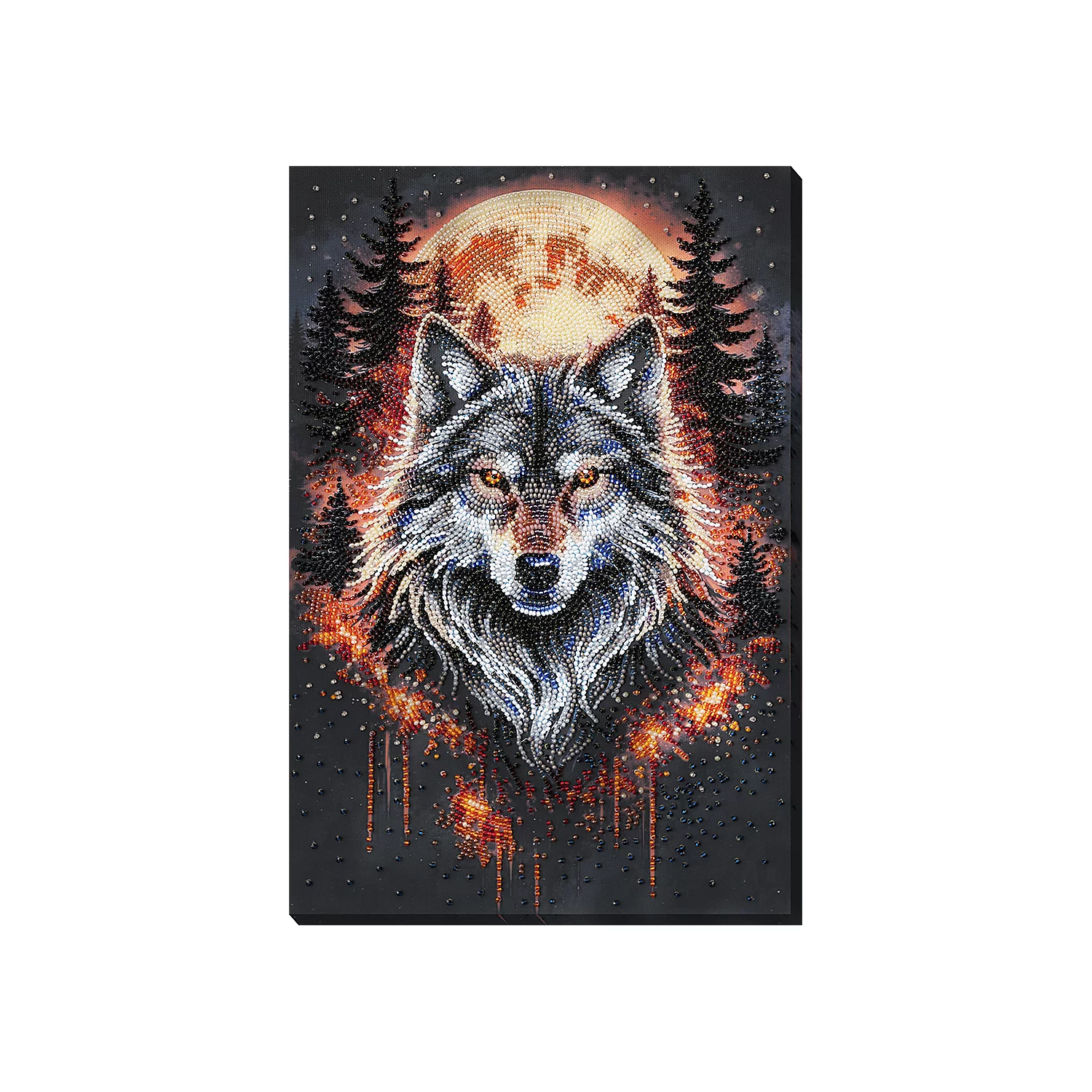 Perlen-Stickbild Wolf, 22 x 33 cm Image
