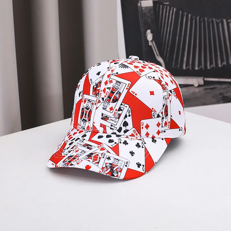 Sommer-Herbst Unisex Trend-Print Poker-Ketten-Buchstaben-Element Baseballkappe für Männer und Frauen, Street Outdoor Hip-Hop Snapback-Mütze