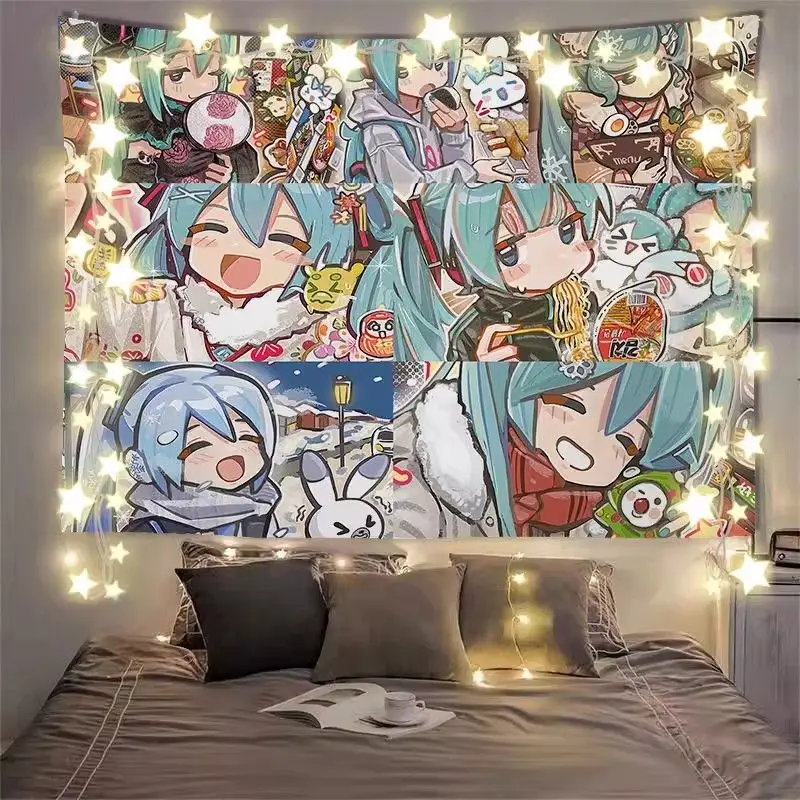 Anime Hatsune Miku Wandbehang Wandteppich Schlafzimmer-Dekoration Hintergrundstoff Heim-Raumdekoration Kulisse Poster Image