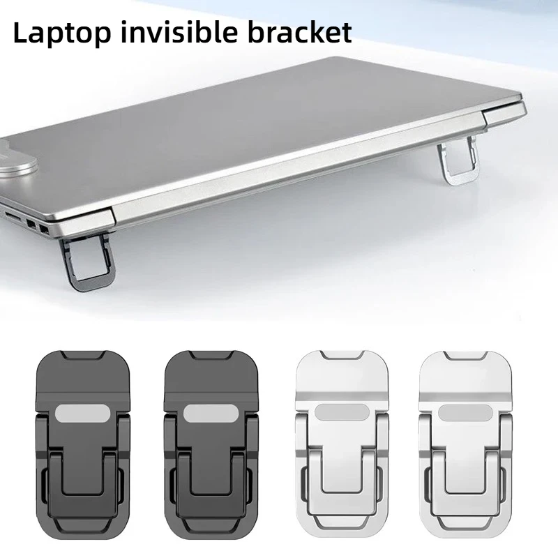 2/4 Stück faltbarer Laptop-Ständer, unsichtbares Design, Zinklegierung, 2 Winkel, tragbarer Ständer für MacBook-Notebooks, Kühlung Image