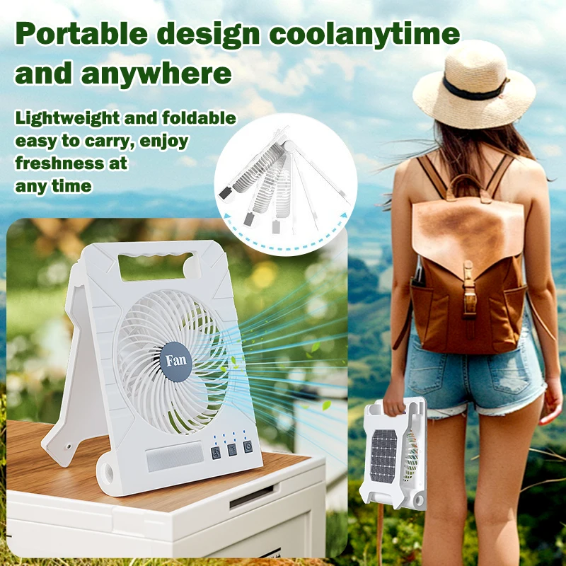 Faltbarer Solarpanel-Lüfter - Ultraleicht, USB-Ausgang für Camping/Zelt/Auto/Zuhause, Multifunktionaler Notfall-Kühler Image