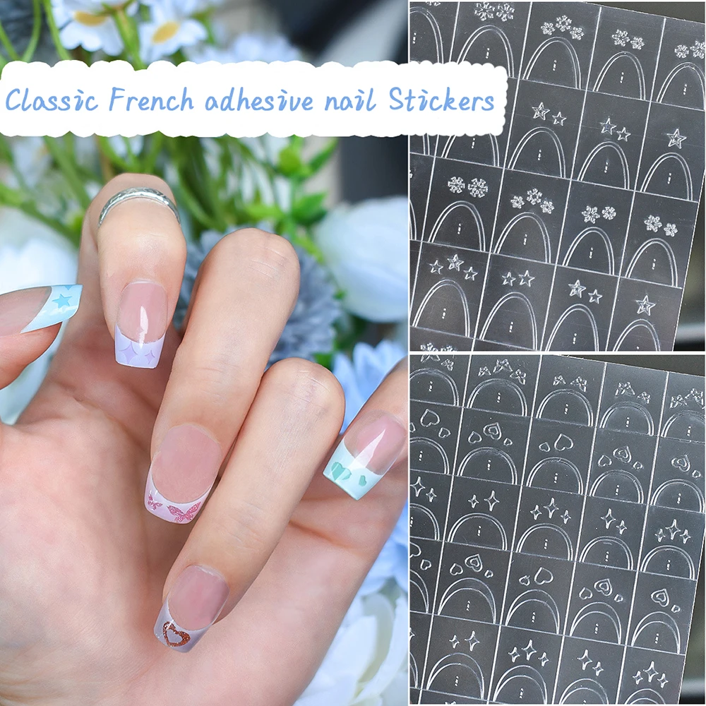 1 Stück Hohle französische Stern-, Herz- und Schmetterlings-Nagelkunst-Sticker, selbstklebende Airbrush-Nagelschablonen, minimalistisches Maniküre-Sprühwerkzeug 1 Image