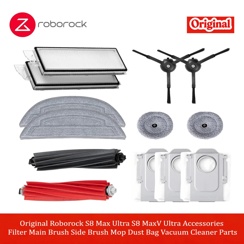 Roborock S8 Max Ultra Hauptbürste Seitenbürste Mopp Staubbeutel Staubsauger-Zubehör Original S8 MaxV Ultra Ersatzteile Image