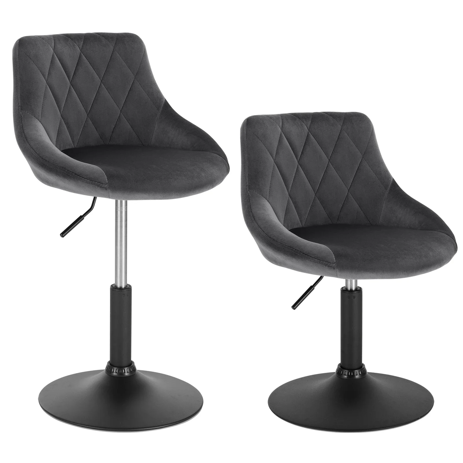 WOLTU 2 Stück/Set Barhocker aus Samt, Barstühle, gepolsterter Stuhl mit Rückenlehne, höhenverstellbar, drehbar, Lounge-Stuhl für Zuhause Image