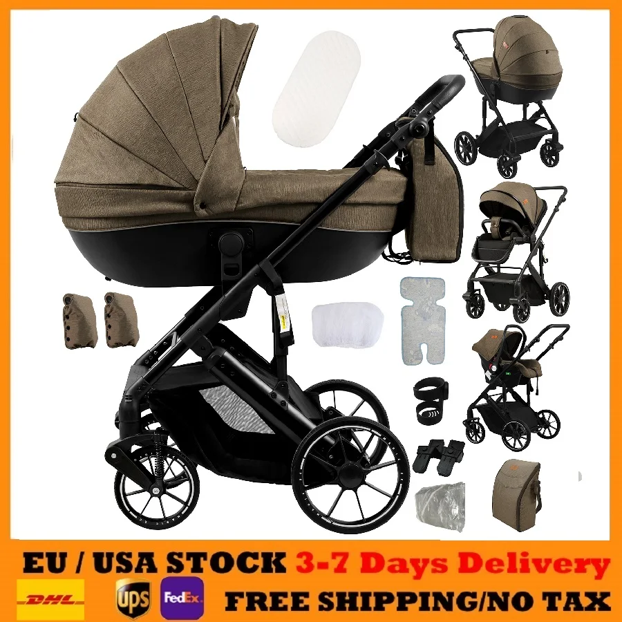 Kinderwagen 3-in-1 Leichter Kinderwagen Verstellbarer Sitz Kinderwagen All-Terrain-Kinderwagen ab der Geburt Kinderwagen Image