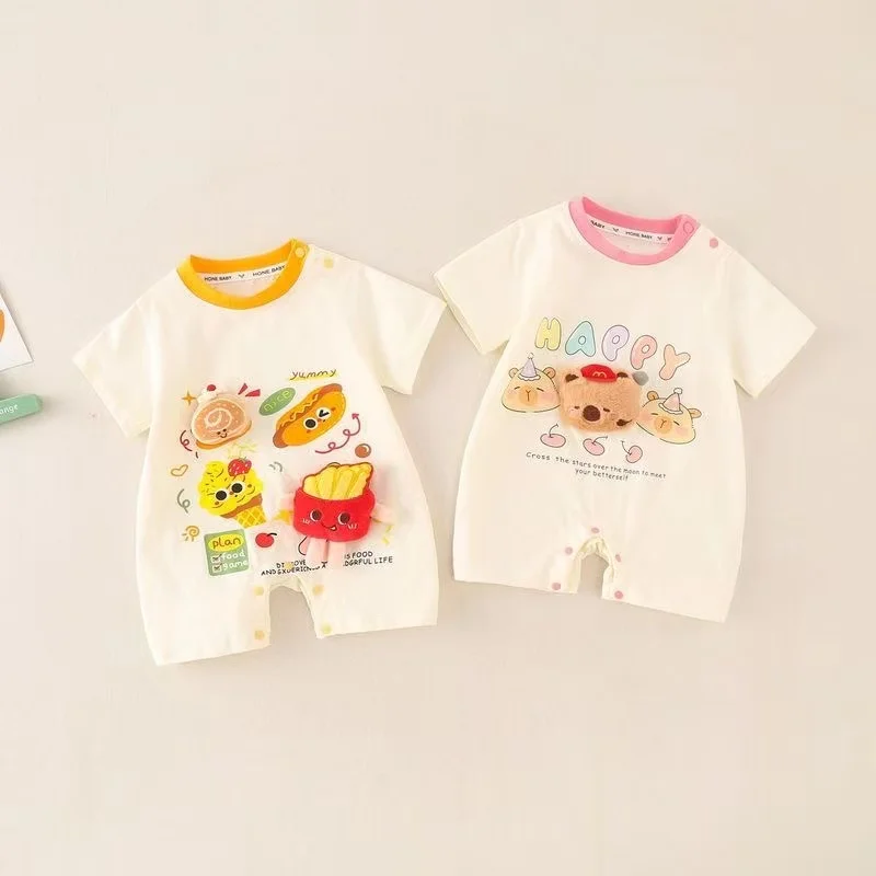 Reiner Baumwoll-Kurzarm-Baby-Strampler Halbarm-Babyanzug Bequeme Weiche Baumwoll-Babykleidung für Babys und Kleinkinder Image